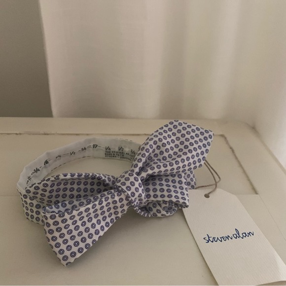 Steven Alan Bow Tie White Blue Dot - Picture 3 of 6